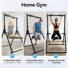 FOGGBET Foldable Power Tower Pull Up Bar And Dip Station, Height Adjustable Pull Up Bar, Fitness Workout Equipment, Free Standing Power Tower Rack For Home Gym, 440LBS Weight Capacity - Black - View 8
