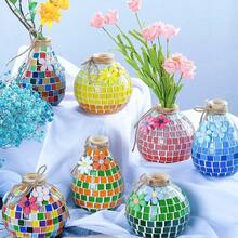 200pcs 0.39inch Iridescent Crystal Glass Mosaic Tiles, DIY Craft Supplies For Art Projects, Home Decor Crafting Accessories - Multicolor - View 11