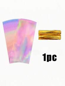 50/25/1pc Rainbow Transparent Plastic Candy Bags, Laser Style Gift Bags, Party Cookie Snack Bags With Gold Twist Tie Closure, Colorful Gift Packaging Bags - Multicolor - View 7