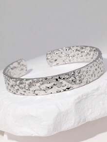 1 Buah Gelang Bangle Bertekstur Terbuka Stainless Steel Warna Emas Vintage yang Dapat Diatur untuk Wanita, Perhiasan Desain Personal yang Tidak Pudar, Cocok untuk Pesta dan Pemakaian Sehari-hari - SZ077 - View 4