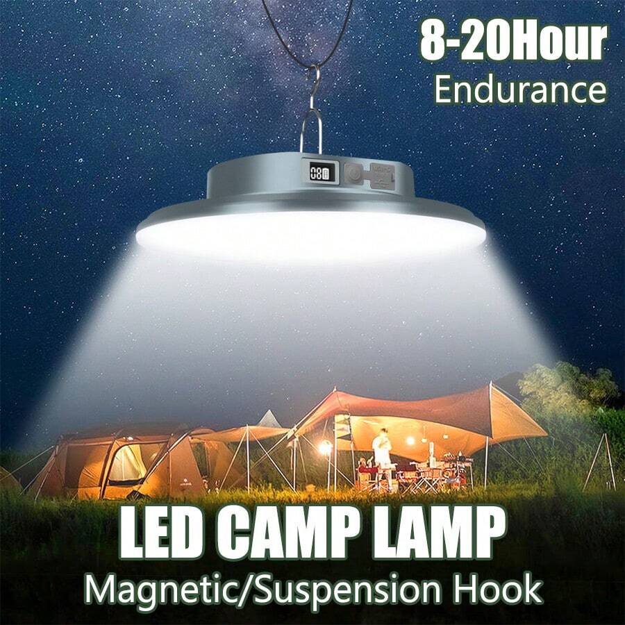 1PC Aluminum Alloy LED Camping Light, High Lumen Rechargeable Lamp With Power Indicator & Power Bank Function, Searchlight With Hanging Hook For Camping Hiking & Home Emergency Lighting - A - View 1
