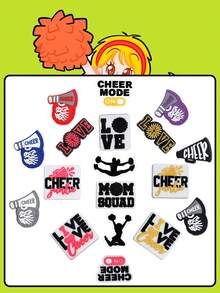 18 pièces Charmes de chaussures de pom-pom girl aux couleurs vives et design amusant, accessoires de boucle de chaussure en caoutchouc souple PVC pour filles sportives, peuvent décorer les pantoufles et les sandales, choix parfait pour les cadeaux de fête - pom-pom girls - Voir 10