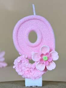 1pc Pure Pink Gradient Double Layer Flower Number Birthday Candle, Suitable For Birthday Party, Company Anniversary Celebration Theme Cake Decoration - View 14
