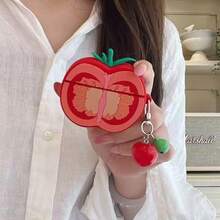 3D Tomato Shaped Bluetooth Earphone Protective Case, Soft And Clear Touch, High Tomato Recognition, Full Coverage Design Anti-Drop And Anti-Scratch, Suitable For Daily Commute And Dating, Compatible With Apple 2/3/4 Generation Pro/Pro 2 Earphone Protective Cover With Free Accessories - View 5