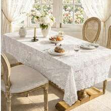 VENECIA Rectangular Lace Tablecloth Measuring 150x250cm. Maximum Elegance. - White - View 1
