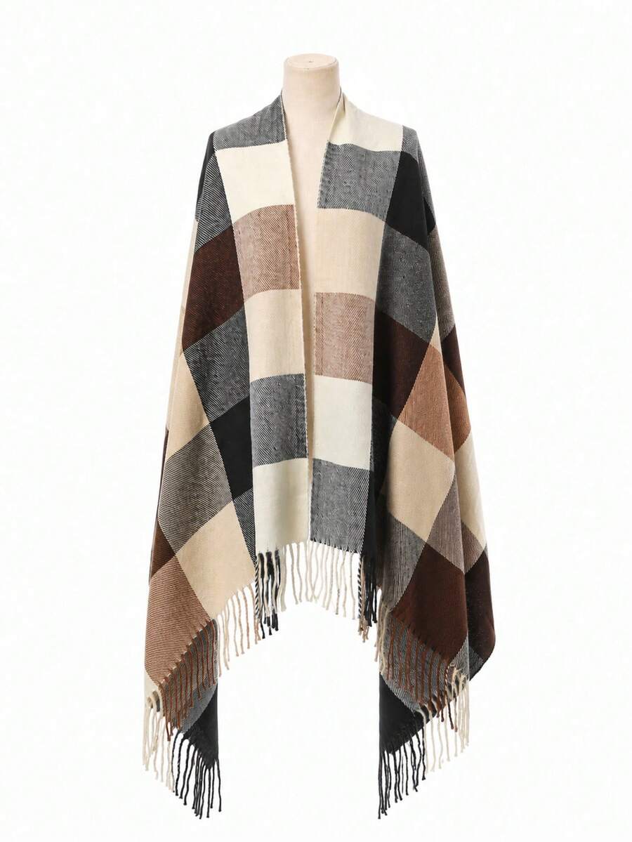 1pc Women's Summer Loose Hollow Knit Shawl, Thin Long Sleeve Spring/Autumn Air Conditioning Cape - 7-color Shawl - View 1