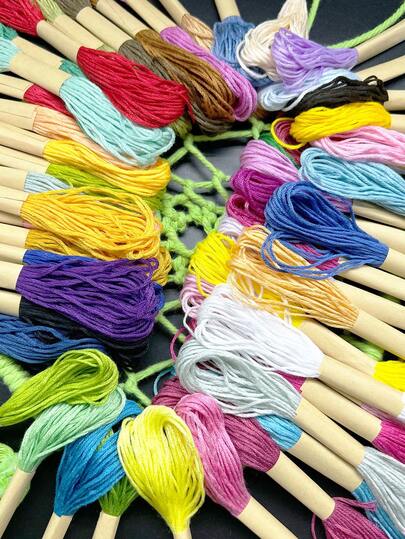 Cross Stitch Thread 12/24/50 Colors/Pack, Random Colors, Kraft Paper Packaging, Polyester Thread Handmade Sewing Thread DIY Crafting Helper