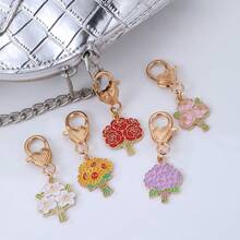 1pc New Flowers Love Charm Of Earphone Case Keychain Flower Key Ring Pendants For Women Girls Handbag Decor DIY Handmade Key Chain Gifts - Multicolor - View 3