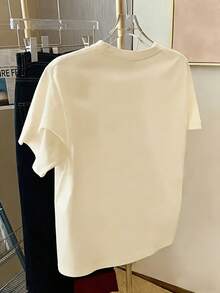 Y2K Women's Casual Summer T-Shirt - Exquisite Star Print T-Shirt - Y2k Style, Delicate, Ideal For A Gift, Casual Round Neck Top - Tra - 杏色 - 查看 2