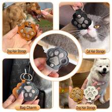 Leather Pet Hair Storage Keychain Charm, Portable Lost Pet Fur Memorial Bag, Mini Hair Collection Pouch For Cat & Dog Pet Keepsake Accessories - Multicolor - View 2