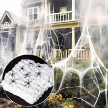 20/100/200g Realistic Imitation Spider Web, Halloween Indoor And Outdoor Terrifying Decoration Props, Halloween Spider Web Decoration, With Fake Spiders, Super Elastic Spider Web, Suitable For Halloween Terrifying Theme Party Decoration - View 2
