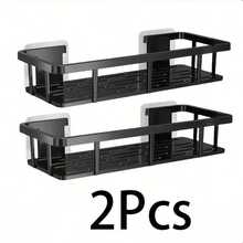 1/2 chiếc kệ lưu trữ phòng tắm không cần khoan, thiết kế thoát nước rỗng, kệ treo tường tổ chức phòng tắm và nhà bếp, kệ treo lưu trữ phòng tắm & nhà bếp - Đá mã não đen - Xem 9