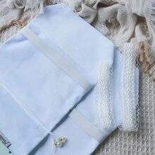 Sampul Buku Kain Polkadot Hijau Mint, Penutup Buku Tali Serut Mutiara dengan Hiasan Renda, Pelindung Jurnal Kain A5/A6 yang Dapat Digunakan Kembali untuk Penyimpanan Buku Catatan & Perencana, Kembali ke Sekolah - Set - View 5