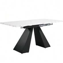 Telescopic Dining Table (99-159 X 74 Cm), Extendable, Ideal For Optimizing Space In The Kitchen. Large Tabletop And Flexible Design, Perfect For The Office Or Living Room. Legs On A Central Pedestal. - 白色 - 查看 9