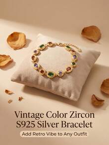 925 Silver Vacation-Style Fashion Colorful Gemstone Bracelet And Earring Set, Suitable For Daily Wear, Vacations, Parties, Anniversaries, And Gifting - Bracelet + Earrings - View 7