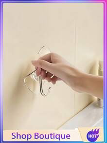 Starker transparenter selbstklebender Wandhaken - einfache Installation, kein Bohren erforderlich. Praktischer herzförmiger Kunststoffhaken, geeignet für Küche und Badezimmer. Wandmontierter Aufbewahrungsorganizer, Badezimmerregal und Herbstdekoration. - Übersicht 7
