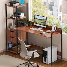 Computer Desk, Office Desk With 2 Drawers And 4 Shelves, Minimalist And Modern Desk, Easy Assembly, Computer Table For Home, Study And Office - 1 - View 1