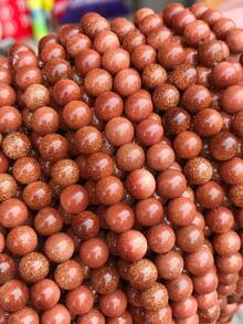 1 Strand Natural Loose Round Gold Sandstone Goldstone Gemstone Mala Brick Red Goldstone Beads For DIY Jewelry Making 4mm 6mm 8mm - Red - View 6