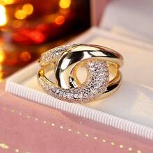1pc Minimalist Thick Line Knot Design Cubic Zirconia Inlaid Women's Ring - Multicolor - View 17