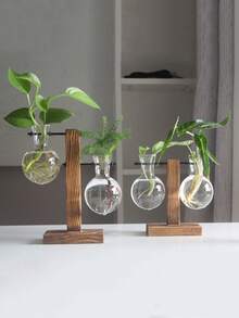 1件木製花瓶，含水培植物，透明木框花瓶，吊掛式花瓶，適用於書桌、居家裝飾、房間佈置等 - 多色 - 查看 4