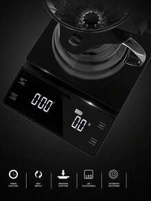 Báscula electrónica de alimentos de 3kg, medición de alta precisión, panel de pantalla digital LED, báscula de cocina con conversión de unidades, función de temporizador y función de tara, adecuada para cocina, granos de café, cocina (baterías no incluidas). - Báscula de cocina - Ver 6