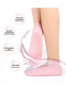 1 Pair/2 Pairs High Elasticity Moisture-Wicking Compression Socks, Reusable Aloe Vera Socks, Overnight SPA Socks, Non-Slip Gel Heel Socks, Unisex, Suitable For Dry Skin, Dry Feet, Rough Skin, Home Foot Care, Can Be Used With Your Favorite Lotion And Foot Cream, A Great Gift For Mom Or Girls, Multiple Combinations, Suitable For Massage And Applying Foot Moisturizing Gel, A Great Gift For Friends, A Great Gift For Women. - Black - View 4