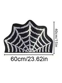 Felpudo de telaraña de Halloween, material de poliéster, suave y esponjoso, decoración del hogar de Halloween, decoración de fiesta de Halloween, adecuado para sala de estar, baño, entrada - Multicolor - Ver 3