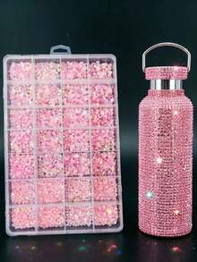 24 piezas de strass rosa para decoración de arte de uñas, resina con parte posterior plana, strass de gelatina DIY para ropa y gemas de uñas - Rosa - Ver 1