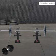 2 Profi Langhantelständer, Deadlift Schlingenständer, Langhantel-Pufferrahmen, stabil belastbar bis 300kg, höhenverstellbar für Zuhause Fitnessstudios - Schwarz - Übersicht 4