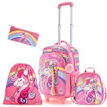 17 Inch Unicorn Rolling Backpack With Crossbody Bag For Girls - Girls Trolley Backpack - View 10
