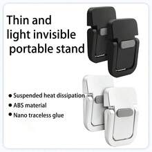 2 piezas Soporte portátil para portátil | Soporte ergonómico plegable invisible para escritorio, materiales de ABS y aleación de aluminio disponibles, colores negro y plateado disponibles, pies de soporte autoadhesivos para portátil, adecuado para portátiles de 10-18 pulgadas, tabletas, teclados y teléfonos, soporte ergonómico con ventilación y enfriamiento - Conjuntos - Ver 7