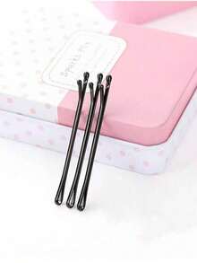 Braiding And Updo Tools, Black Hair Clips, Flat Hair Clips, 50pcs Small Black Metal Hair Pins, Thickened Style, Suitable For Studio Updo Styling, Invisible Hair Clips - Black - View 2