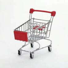 1 Set Mini Metal Shopping Basket + Shopping Cart With Wheels, Colorful Decorative Shopping Cart, Suitable For Home, Office Or Party Decoration, Compact Portable Cart, Mini Shopping Cart, Dollhouse Decoration And Accessories, DIY Scene Decoration - Multicolor - View 12