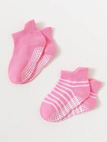 12 Pairs Girls Candy Color Basic Non-Slip Sole Children Sports Socks With Ear Tabs, Multi-Function Trampoline Socks, Floor Socks - Multicolor - View 4
