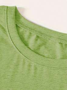 Vintage Casual Loose Fit T-Shirt With Round Neck And Short Sleeves, With A Simple English Letter Print Design. - 杏色 - 查看 3