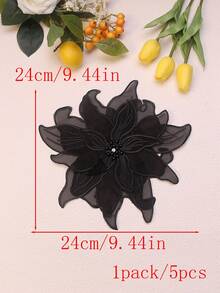 BNH3754 新款手工 3D 刺繡 4 層蕾絲水鑽珠飾貼花，適用於婚紗 DIY 配件，寬度：23cm/實際產品可能因光線、螢幕等因素而有輕微色差 - 黑色 - 查看 10
