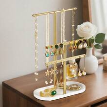 1pc Jewelry Organizer Hanging With Metal Multi Tier Necklace Display Stand Holder For Bracelets Earrings Rings Pendant Storage Rack Display Solution - Multicolor - View 4