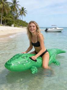Inflatable Crocodile Ride-On Float/Water Play Float/Pool Float/PVC Surfing Float, Suitable For Adults And Family Entertainment, Outdoor Leisure, Summer Parties, Beach, Lake And Pool Water Activities, Enjoy Summer Water Fun - Multicolor - View 7