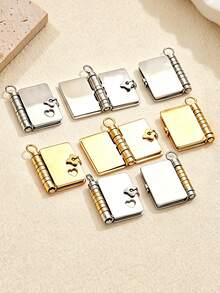 1pc Stainless Steel Girls Love Letter Necklace With Openable Pendant DIY Jewelry Accessory - Blank Book - View 4