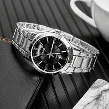 Casio Black Dial 3-Eye Multifunctional Wristwatch, Men's Steel Band Waterproof Quartz Watch, Business Commute Essential - one-size - View 3