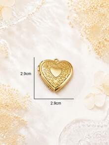 8pcs Fashion Stainless Steel 18K Gold Plated Heart Shaped Locket Pendant, Photo Locket Small Box With Flip Cover, DIY Unique Ideal Gift For Friends Birthday, Family, Mom/Grandma/Wife Anniversary Gift, Autumn Fashion, Casual, Vintage, Personalized, Daily Wear, Prom, Mother's Day, Valentine's Day, Graduation, Wedding - Multicolor - View 5