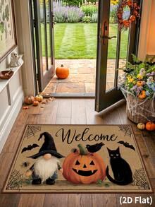1 Stück Halloween Dekoration, Halloween Fußmatte, Kürbis Spinnennetz Fledermaus Katze Gesichtslose Puppe Muster Teppich, Halloween Tür Matte, Halloween Party Zubehör, Halloween Innen- und Außenbereich Eingangstür Dekoration, Halloween Wohnzimmer, Schlafzimmer, Küche, Büro Dekoration, Raum Dekoration, Heimdekoration, Halloween Themenartikel, Weihnachten, 2027 Neujahrs Dekoration, Party Geschenke - Halloween-Kürbis - Übersicht 7