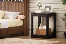 Set Of 2 Bedside Tables, Side Tables With 3cm Thick Boards, Two-Level Bedside Tables For The Living Room, Suitable For Bedrooms And Living Rooms, Black Color, 50*40*60 Cm. - Black - View 4