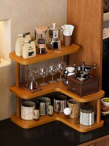 1 pieza Estante de almacenamiento multifuncional para escritorio, soporte multiusos para tazas, estante para perfumes, estante para especias, soporte para pasteles, adecuado para tazas de agua, tazas de café, juegos de té, escritorio de oficina, barra de café, cocina, decoración del hogar - Estilo de esquina - Ver 3