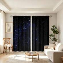2件裝星空銀河圖案高解析度數位印花裝飾窗簾，半透明聚酯纖維材質，耐褪色。適用於居家窗簾、房屋窗簾。可手洗與機洗，桿套懸掛，適合臥室與客廳裝飾，居家裝飾窗簾 - 彩色 - 查看 6