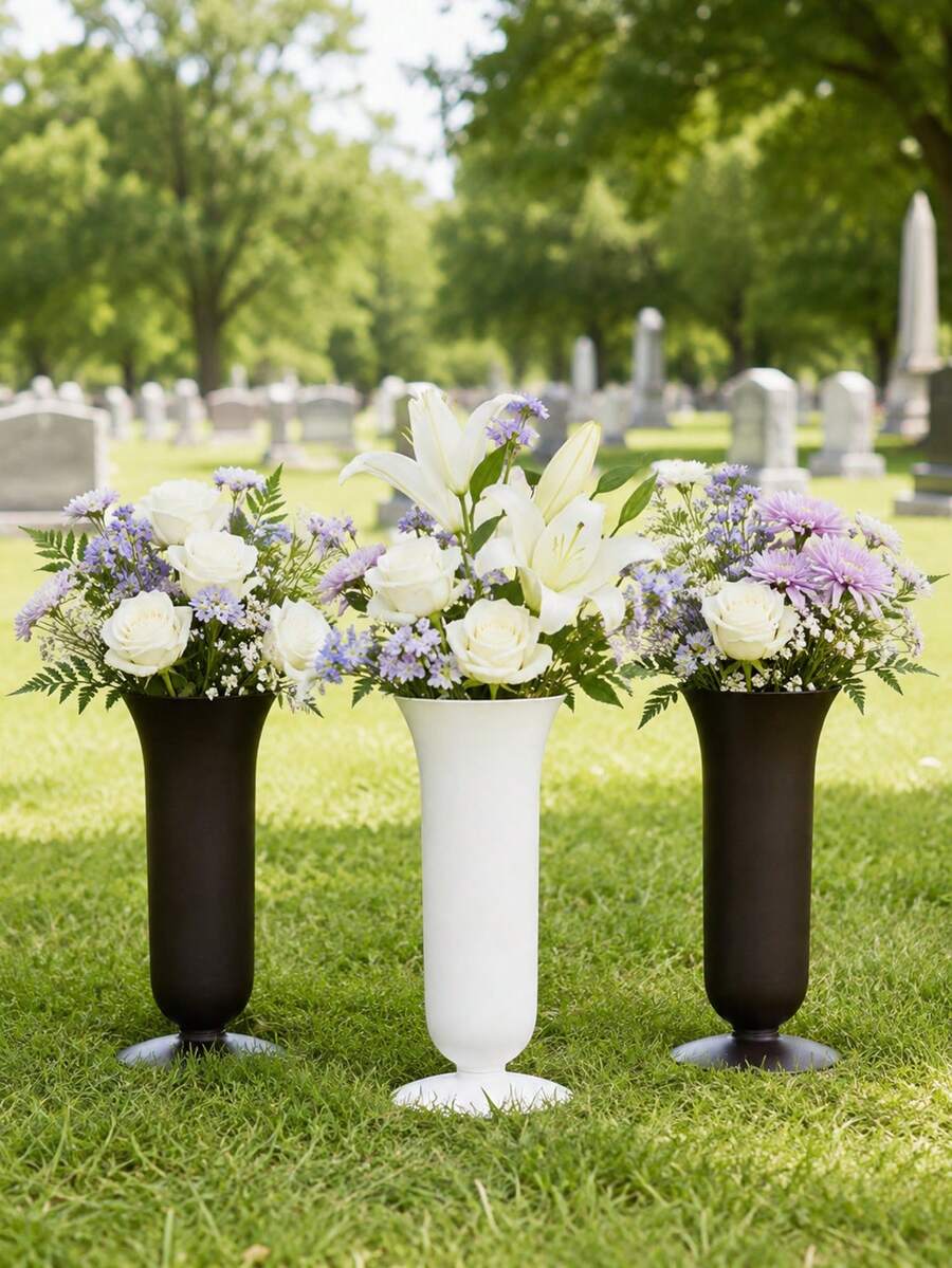 Gedenk-Friedhofsvase mit Bodenstab, Outdoor-Grabblumenständer für Beerdigungen, Friedhofsdekoration, Blumenarrangement für Gedenkgarten - A - Übersicht 1