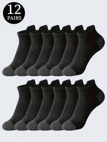 1/6/12/18 Pairs Men's Color Block Black & White Mid-Calf Socks, Sports Running Socks, Suitable For All Seasons - Multicolor - View 23