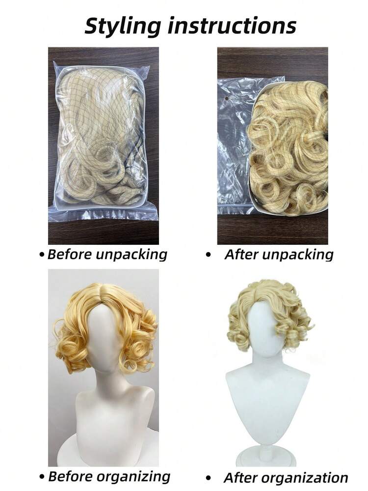 Blonde Vintage Finger Wave Short Curly Wig, Inspired By Classic Style, Ideal For Retro Parties, Cosplay And Formal Events - Champagne - View 10