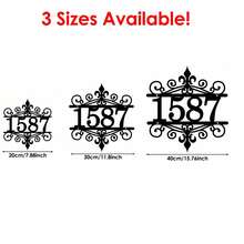3 Sizes Available! Customized Metal Door Number Plate, Scroll/Baroque Style Front Door Number Plate - House Number Plate - Black - View 3