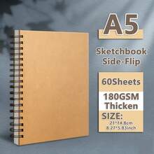 32K/A5/16K/A4/8K Spiral Bound Blank Sketchbook 60 Sheets 180GSM Classic Cover Loose Leaf For Sketching Journaling Notes Diary Suitable For Art Students - Single Piece - View 19